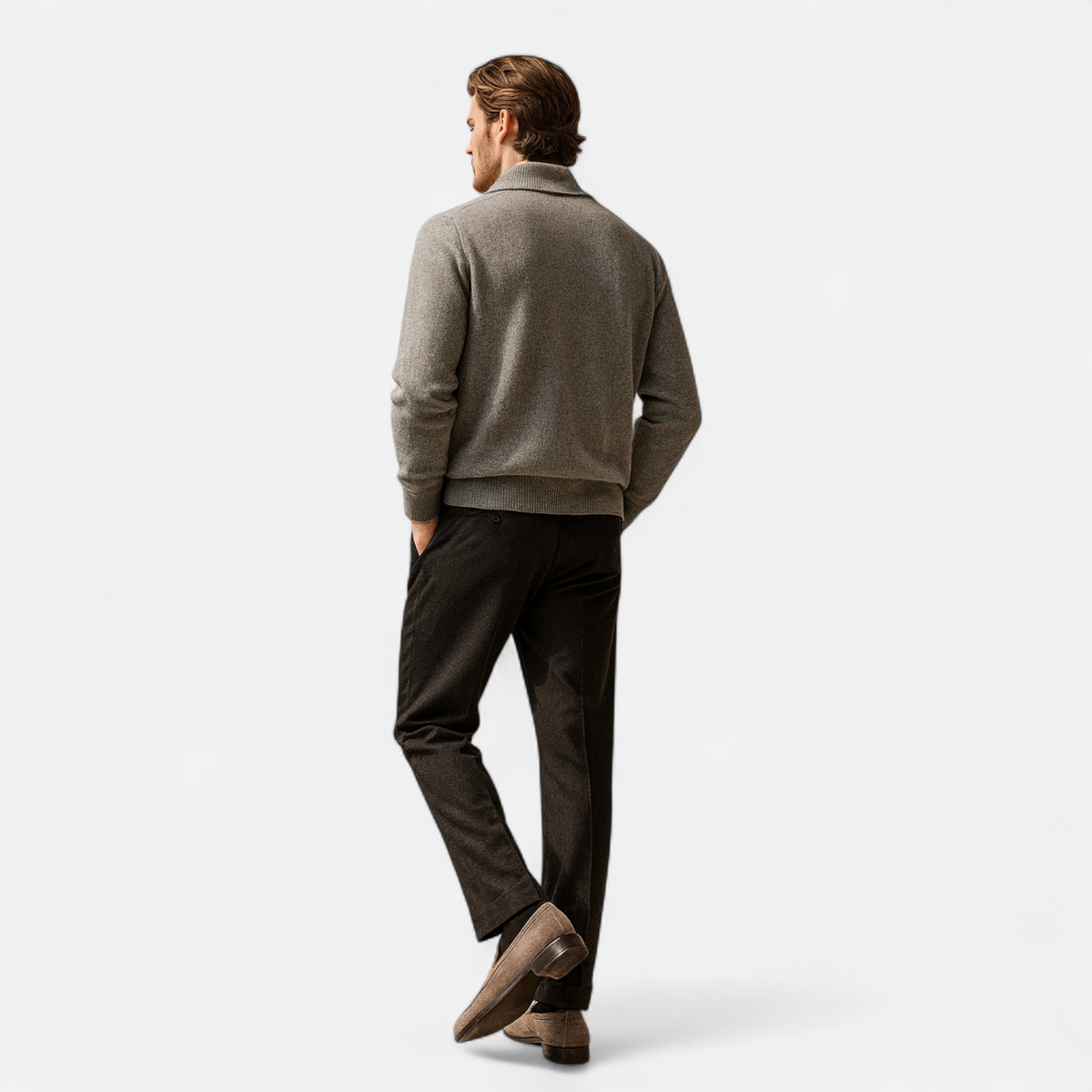 Men’s Merino Wool Suit-Collar Cardigan