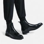 Men’s Chelsea Boots in Polished Noir with Red Sole
