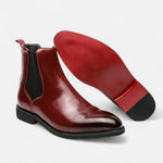 Men’s Chelsea Boots in Polished Noir with Red Sole