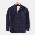 Men’s Thick-Knit Turtleneck Zip Sweater