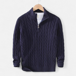 Men’s Thick-Knit Turtleneck Zip Sweater
