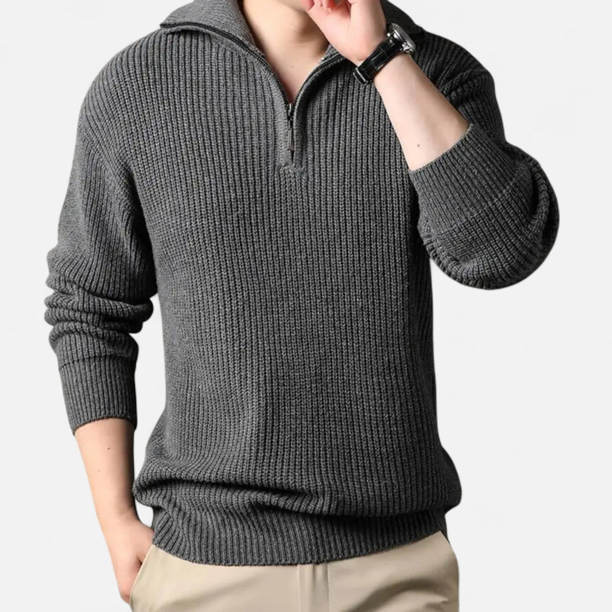 Men’s Wool-Blend Half-Zip Sweater