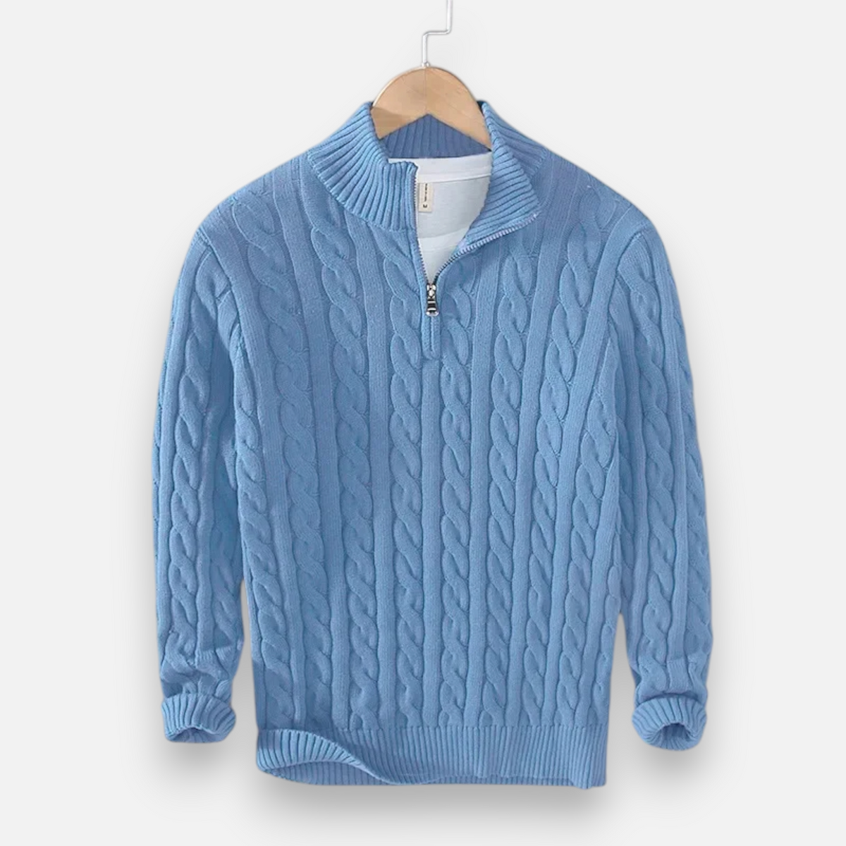 Men’s Thick-Knit Turtleneck Zip Sweater