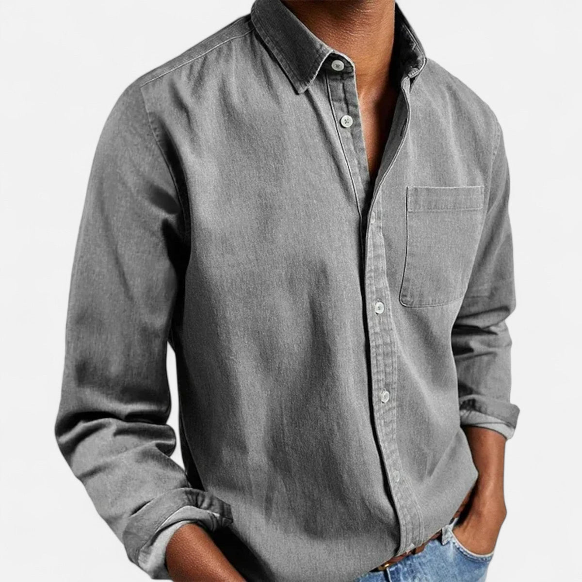 Men’s Solid Long-Sleeve Business Shirt