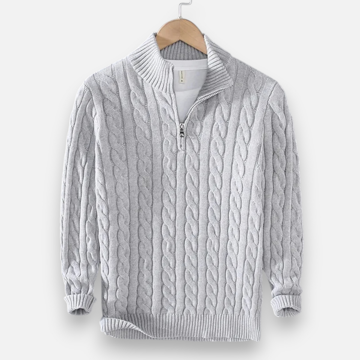 Men’s Thick-Knit Turtleneck Zip Sweater
