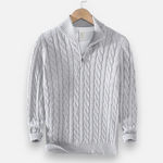 Men’s Thick-Knit Turtleneck Zip Sweater
