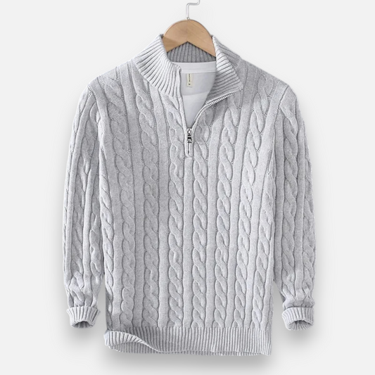 Men’s Thick-Knit Turtleneck Zip Sweater