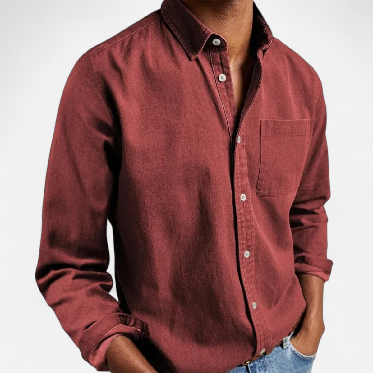 Men’s Solid Long-Sleeve Business Shirt
