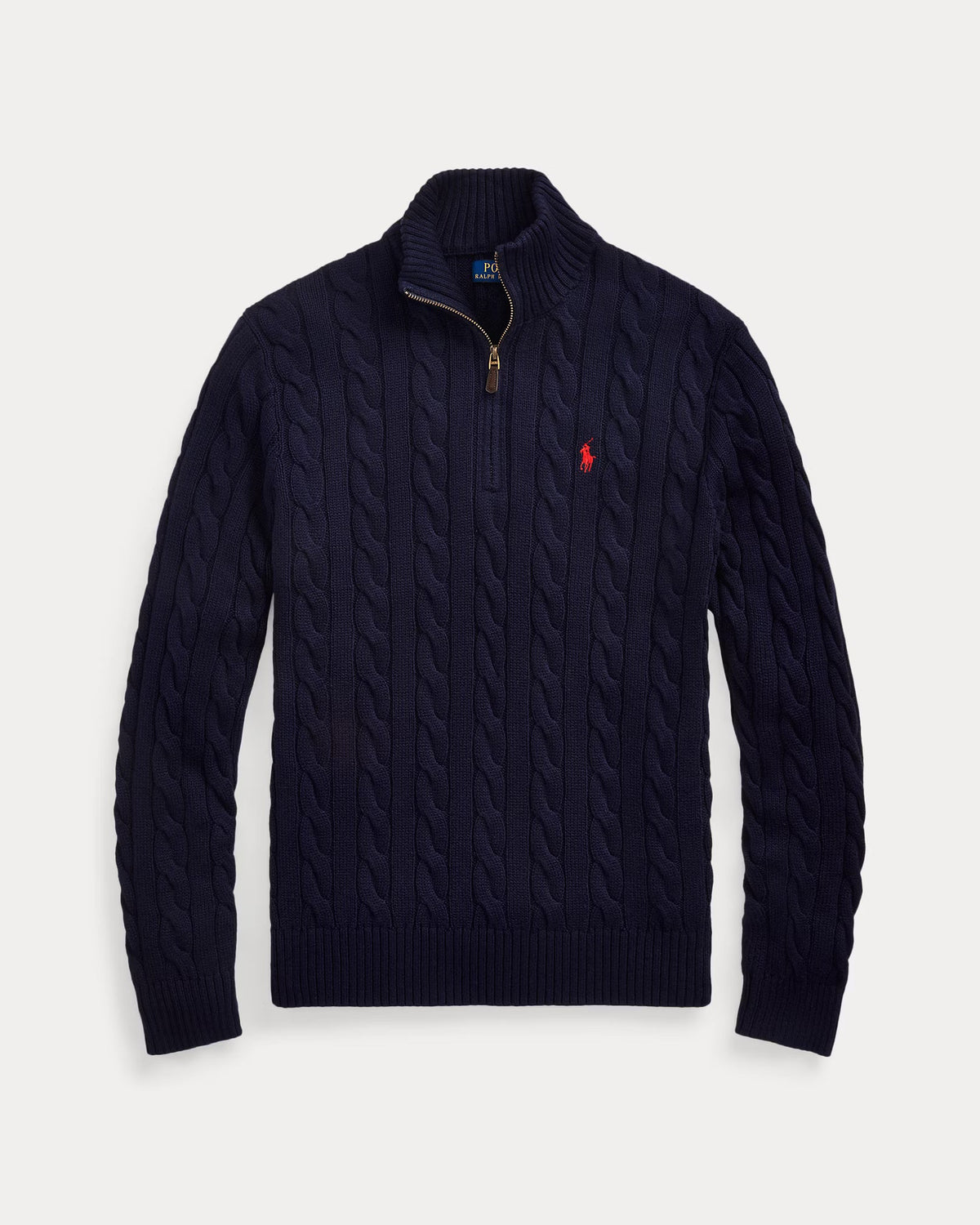 Cable-Knit Cotton Quarter-Zip Sweater