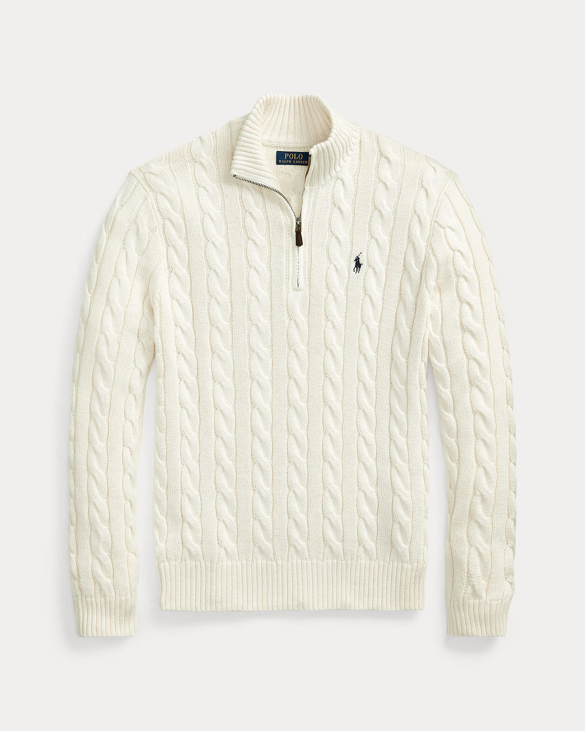 Cable-Knit Cotton Quarter-Zip Sweater