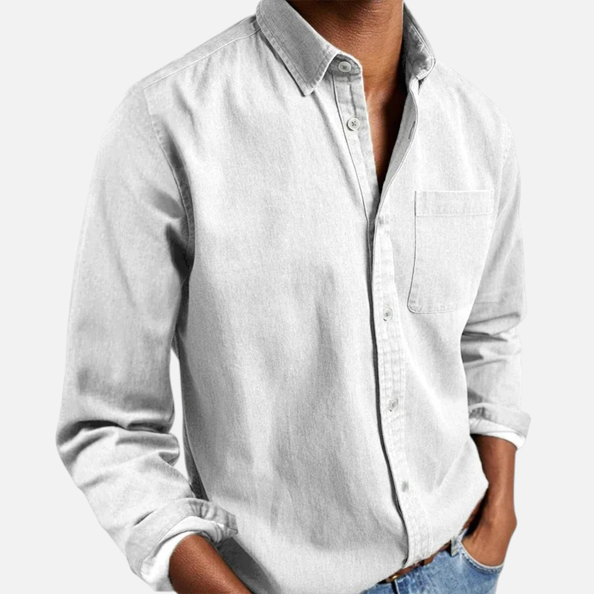 Men’s Solid Long-Sleeve Business Shirt